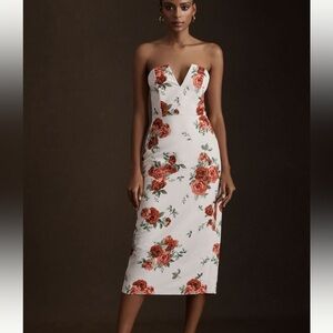 Sachin + Babi Strapless Floral Dress in White and Red